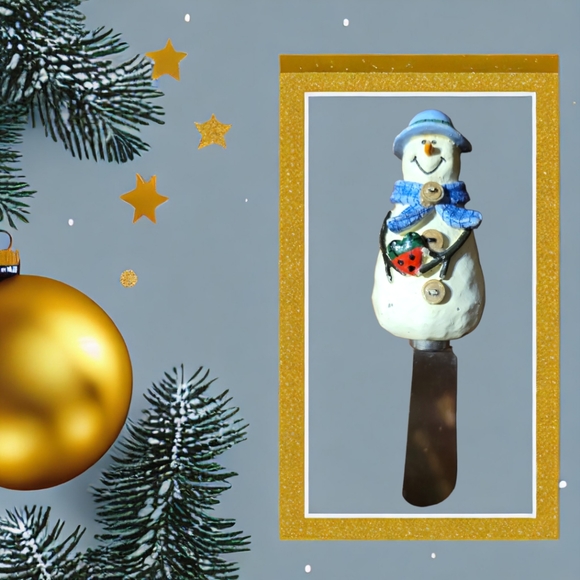 St. Nicholas Square BUTTON UP Spreader Snowman Family Christmas. Stainless Steel - Picture 1 of 6